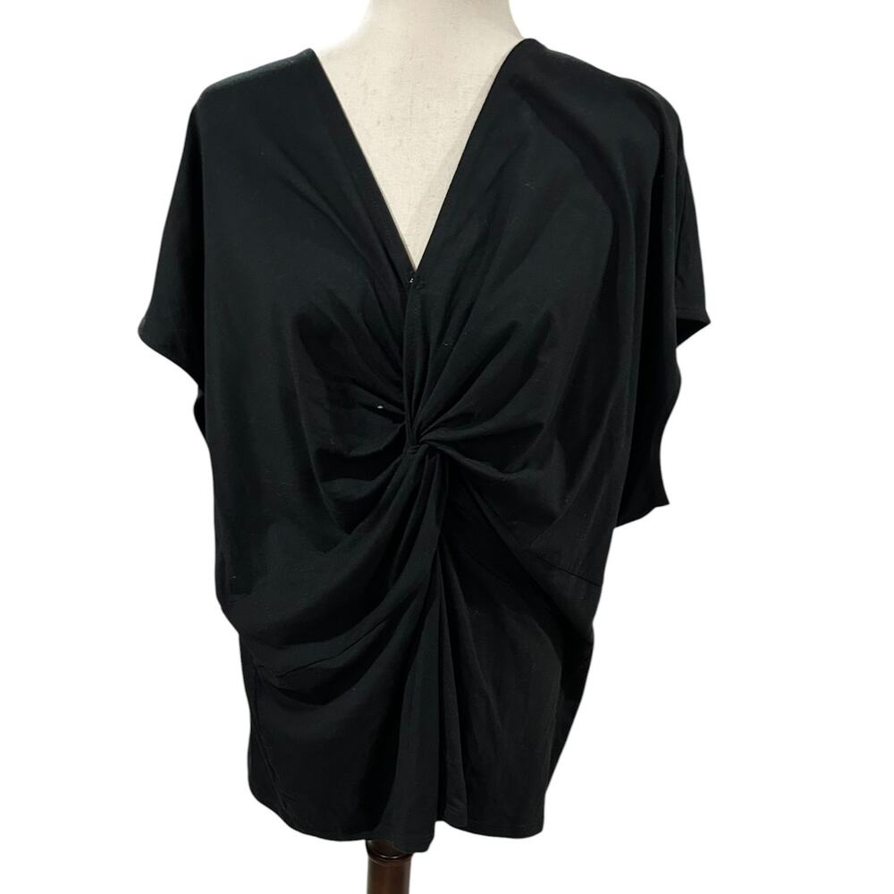 Ava & Viv Black Twist Front V Neck Dolman Sleeve Blouse Plus Size 2X EUC